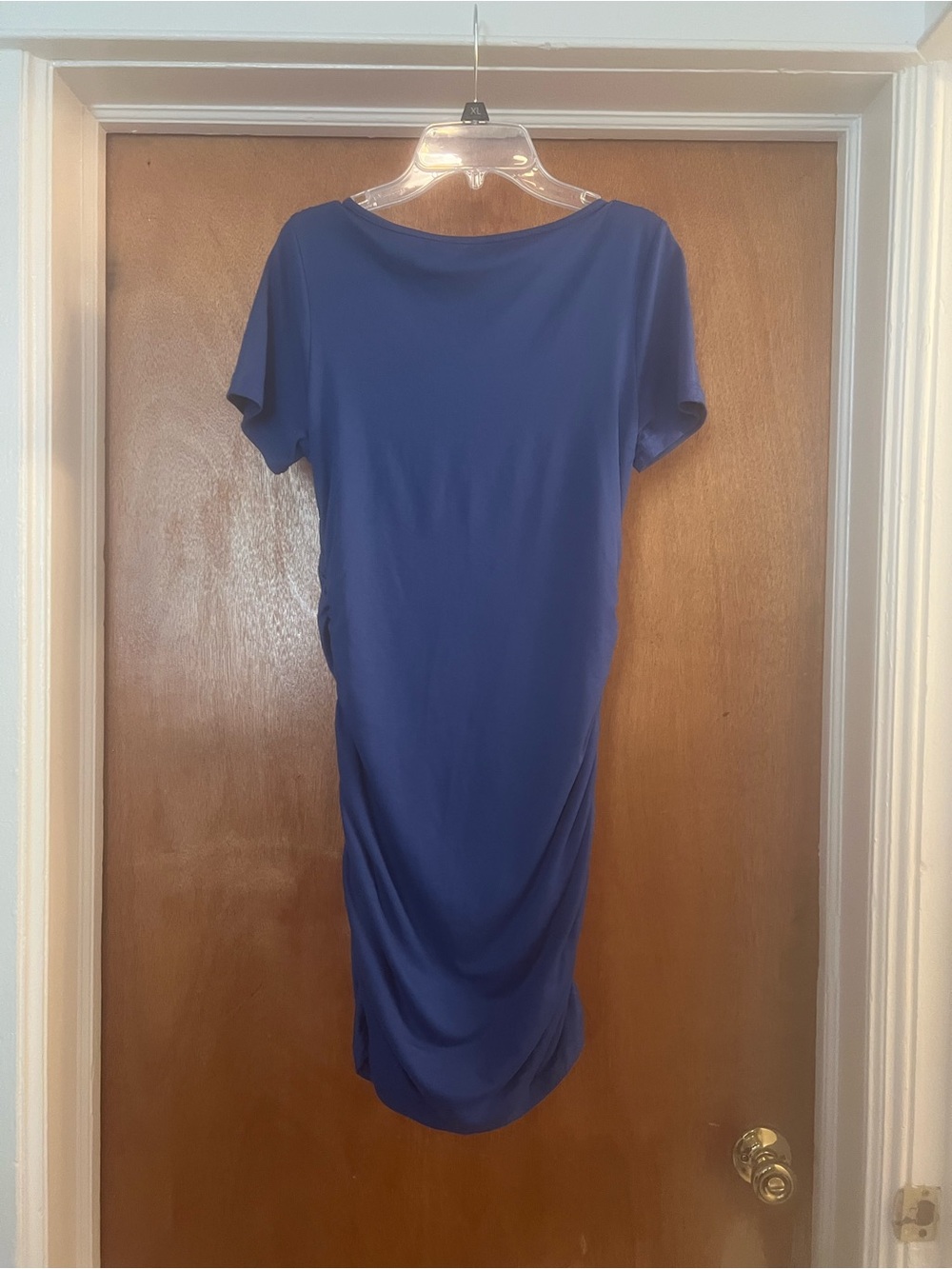 SHEIN Women’s Cobalt Blue Short Sleeve Ruched Dress - Picture 2 of 5